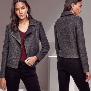 Mario Serrani Italy Dark Charcoal Asymmetrical Ribbed Moto Jacket